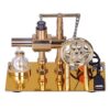 Hot Stirling Engine Model Zinc Alloy Base with Bulb Six Pointed Star Flywheel for DIY Educational Science Experiment Teacher Adult Kid School Office Decor