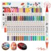 HOTU 72 Colors Acrylic Paint Markers, Acrylic Markers with 36 Dual-Brush Tip Paint Markers for Stocking Stuffers, Rocks, Coloring Books, DIY Art Supplies