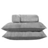 Houieso Penguin Velvet Fitted Sheet, 15" Deep Pocket Design, One Brown Fitted Sheet, Two 20 * 30” Pillowcases, 3-Piece Set (Grey, Full)