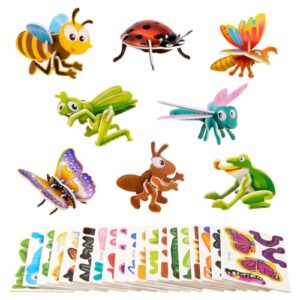 Houlishu 25Pcs 3D Insect Paper Puzzle, Glue-Free DIY Assembly Craft for Kids