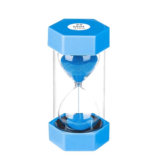 Hourglass Timer 25 Minute, Plastic Sand Clock 25 Min, Small Blue Sand Watch 25 Minutes, Colorful Hour Glass Sandglass Timer for Kids, Games, Classroom, Kitchen, Decorative