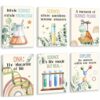 HOURIA Science Canvas Wall Art,Colorful Chemistry Physics Posters,Set of 6 (8”x10” Framed)Inspirational Positive Quotes Art Print,Science Bulletin Board Sets Wall Decor for Classroom,Middle School,Lab