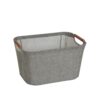 Household Essentials 623 Small Tapered Soft-Side Storage Bin with Wood Handles, Gray, Grey