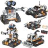 HPROMOT 5-in-1 STEM Coding Robot Building Kit, 688 Pcs APP & Remote Control Programmable Tracked Blocks, Screen Free Engineering Toy, Holiday Birthday Gift for Kids Boys Girls Ages 8–16