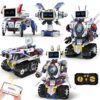 HPROMOT 5-in-1 STEM Robot Building Kit for Kids Ages 6-16, Remote & App Controlled, Rechargeable Engineering Learning DIY Coding Toy, Educational Building Blocks Gift for Girls & Boys (603 PCS)