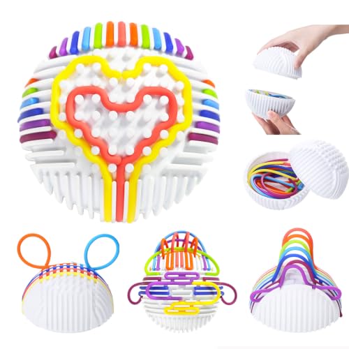 HPSH Pull String Sensory Ball with 16 Silicone Strings, Stress Relief Toy for Kids & Adults, Helps Improve Focus & Hand-Eye Coordination, Great for Travel, Classroom, Desk & Birthday Gift