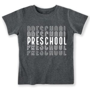 hrcfbk Repeating Preschool Toddler Baby Boys Girls Back to School Shirt First Day of Preschool T-Shirt (Dark Grey Repeating Preschool,3-4T)