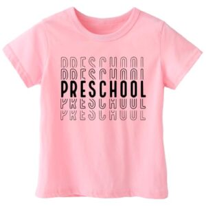 hrcfbk Repeating Preschool Toddler Baby Boys Girls Back to School Shirt First Day of Preschool T-Shirt (Pink Repeating Preschool,3-4T)