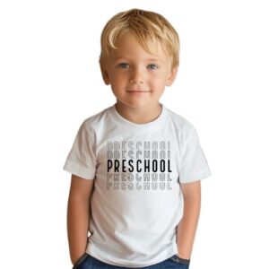 hrcfbk Repeating Preschool Toddler Baby Boys Girls Back to School Shirt First Day of Preschool T-Shirt (Repeating Preschool,3-4T)