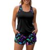 Hresuewn Bats Womens Tankini Swimsuits with Shorts Halloween Swimsuit Two Piece Tummy Control Bathing Suits Halloween Decor