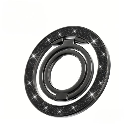 HRhousaen Magnetic Phone Ring Holder for MagSafe, Dual Magnetic Phone Grip 360° Rotatable Magsafe Stand Finger Loop Kickstand for iPhone 17 Pro 16 15 14 13, Samsung & Wireless Car Mount Magnet, Black