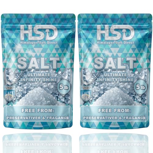 HSD 5lb Dishwasher Salt - 100% Natural Water Softener Salt with Pre-Soaking Action, Hard Water Detergent Boost for Cleaner Dishes & Washer Reactivation - Compatible with Bosch - (2 Pack)