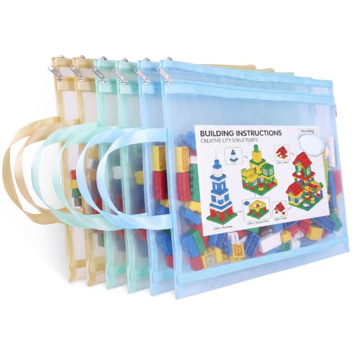 Hsei 6 Pack A3 Double-Layer Mesh Zipper Pouches Bags with Handles, Heavy Duty Large Zipper Pouch for Classroom Organization, Reusable Puzzle Bags for Board Games, Teacher Must Haves, 19.3x13 Inches