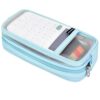 Hsmihair Grid Mesh Pencil Case, Large Compartment Pen Pouch with Zipper, Clear Portable Multifunction Pen Bag for School, Office, Girls Boys Teen, Transparent Makeup Travel Organizer (Blue)