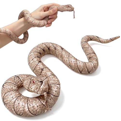 Hsxfl Fake Snakes Toy Soft Rubber Snake Realistic Keep Birds and Squirrels Away, Fake Rattlesnake Toys for Garden Gift April Fools' Day Party Favors or Halloween Decoration Props