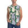 HTTUP Many Bunny Cute Print Men's Sleeveless T-Shirt Athletic Tank Top Running Breathable Lightweight Tee Black