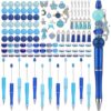 HUAAPLEVLA 12pcs DIY Beadable Pens Bulk Pens for Beads Beaded Pen Kit for Students Teacher Office Supplies DIY Making Gifts(Blue)