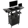 Hubxinly Mobile AV Cart with Locking Cabinet & Adjustable Height 36-44 in,