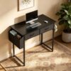 Huedimboene Computer Desk with 2 Fabric Drawers for Home Office Bedroom, 32 Inch Small Gaming Desk with Drawers, Study Writing Table PC Desks, Black