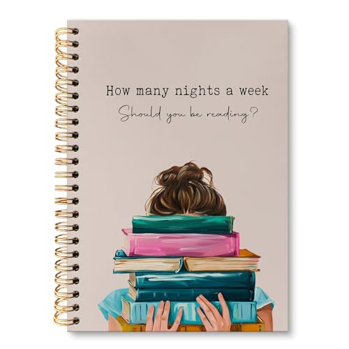 huester Funny Book Notebook Journal, Book Lover Gifts Journal for Women Men, How Many Nights a Week Should You Reading Notebooks for Note Taking, Bookish Gifts Hardcover Spiral Notebook, 5.5x8.3 Inch