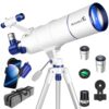 HUGERSTAR Telescope for Adults High Powered, 90mm Aperture 550mm Portable Refractor Telescope for Kids & Astronomy Beginners, Professional Telescopes with Tripod, Phone Adapter, Moon Filter, Carry Bag