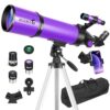 HUGERSTAR Telescope, Telescope for Adults & Kids & Astronomy Beginners, 80mm Aperture 600mm Portable Refractor Telescopes Fully Multi-Coated Optics with AZ Mount Tripod, Phone Adapter and Moon Filter
