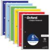 HUGRONTYCOY 6-Pack Single Subject Spiral Notebooks - College Ruled, 70 Sheets Each, 8" x 10.5", Assorted Colors, Perforated Pages for School, Office & Home Use
