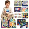 HUILIUSOU Busy Board Montessori Toys, Busy Book for 3 Year Old Toddler Boy Birthday Gifts, Montessori Toys Busy Board for Toddlers, Learning Educational Toddler Travel Activities