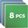 HUIZDQ 8 Pack Classic Baseplates Building Base Plates for Building Bricks 100% Compatible with Major Brands-Baseplates 10" x 10", Multicolor
