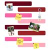 HULAVO 8Pcs Rectangle Felt Cork Board Bar Strips with 35 Pushpins, Self-Adhesive Bulletin Board Strips for Office School Home Wall Decor Stickers Memos Schedules Photos Display -Gradual Red