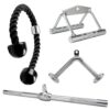 HulkFit Cable Machine Attachment Set,Row Handles, Tricep Rope, Straight Bar, V Bar, LAT Pulldown Bar,Cable Attachments for Gym, Home Gym Pulley System Accessories