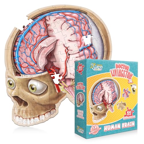 Human Brain Floor Puzzle - Doctor Livingston Jr Anatomy Model - 100 Piece Jigsaw Puzzle - Kids Puzzle and STEM Game About Brain - Medically Accurate Science Toys for Kids, Toddlers, Teens