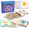 Humerry Spelling Game for Kids Ages 3-8, Word Building & Sight Word Games, Phonics Learning Toy with 100 Wooden Letter Tiles & 30 Double-Sided Flashcards, Preschool Kindergarten Early Reading Game
