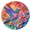 Hummingbird Puzzles for Adults 1000 Pieces, Colorful Bird Flower Paper Cut Jigsaw Puzzles, Round Nature Garden Animal Floral Puzzle as Home Decor