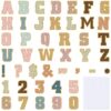 Humyoun 176 Pcs 7" Large Bulletin Board Letters and Numbers Set, Big Classroom Alphabet Cutouts Letter Poster with Adhesive Dots for Home School Bulletin Board Display Walll Decor(Deep,Retro)