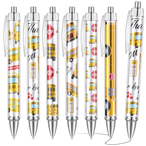Humyoun 24 Pcs Back to School Bus Driver Appreciation Gifts Pens Bulk Bus Driver Essentials Thank You Party Favors Ballpoint Pens Gift for First Day of School Birthday Retirement Party Supplies