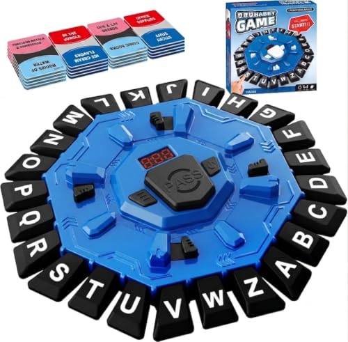 Humzo Word Game Family Board Games with Display Timer and 2 Modes, The Fast-Paced 24 Letters Pressing Games, Learning Word Game for Kids & Adults, 2-8 Players, 15-20 Minute Play Time (Blue and Black)