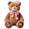 Hungdao 1 Pcs Flower Girl Stuffed Bear 7.87 Inch Soft Plush Animal Toys with Pink Bow Embroidered Floral Wedding Proposal Party Gift and Keepsake for Flower Girl from Bride (Brown)