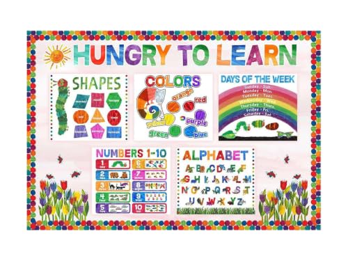 Hungry To Learn Poster Metal Tin Sign for Classroom Decor, Welcome Back School Decor Days Of The Week, Numbers 1-10 Alphabet Signs Preschool Kindergarten Elementary Teacher Must Haves 8x12 inch