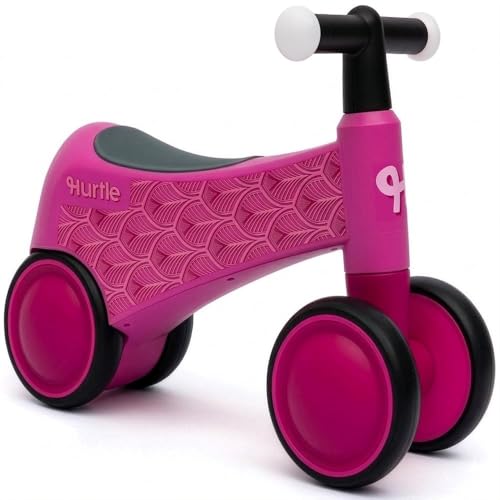 Hurtle Toddler Balance Bike, Baby Ride-On Toy for Ages 1–3, Pedal-Free Baby Balance Trainer with Light-Up Handlebars, Stable Riding Toys for Toddlers 1–3, Develops Steering & Control, Pink