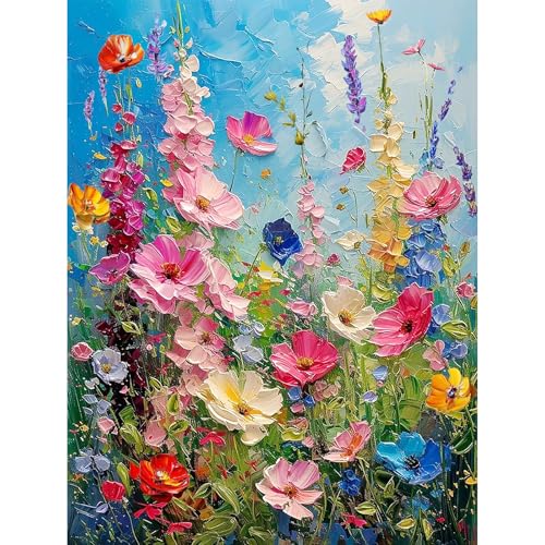 Hutarosl Wild Flowers Diamond Art Kits for Adults - Flowers Diamond Painting for Adults, Flower Gem Painting for Adult and Crafts Home Decor 12x16inch