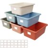 Huwena 6 Pcs Plastic Cubby Bins for Classroom, 11.6x7.7x5 in, with Labels