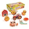 HUZU Farm Snap Wooden Blocks – Montessori Building Toy for Toddler Kids, Moving Wheels Tractor, Lockable Door Barn, Mix & Match Farm Animals Duck Bee Owl Chick Snail, Stocking Stuffers for Grandkids