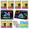 HXDOGSP Scratch Art for Kids: 24 Pack Rainbow Scratch Paper Party Favors - Art Crafts Notebook Suitable for Birthday Gifts/School Crafts Kit/Classroom Prizes for Girls and Boys Aged 4-12