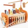 HYAKIDS Wooden Montessori Toys for 1+ Year Old, Hammering Pounding