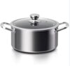 Hybrid Nonstick Stock Pot with Lid,Stainless Steel Stockpot,Induction Soup Pot Compatible with All Cooktops,Dishwasher & Oven Safe,Stainless steel,5 Quart