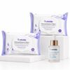 Hydrating Skincare Duo | 2 Pack 25 Count Hypoallergenic Makeup Remover Wipes + Hyaluronic Acid Face Serum, Hydration kit for travel