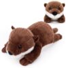 HyDren 18 Inch Raccoon Stuffed Animal 1.5 Lbs Weighted Soft Cuddly Realistic Raccoon Body Pillow Hug Sleeping Fluffy Plush Toys for Kids Birthday Gift Woodland Party Decor(Otter)