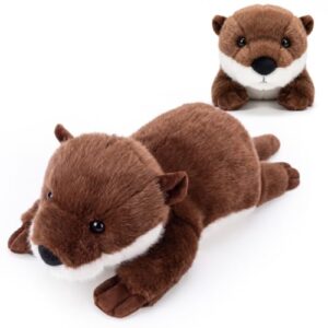 HyDren 18 Inch Raccoon Stuffed Animal 1.5 Lbs Weighted Soft Cuddly Realistic Raccoon Body Pillow Hug Sleeping Fluffy Plush Toys for Kids Birthday Gift Woodland Party Decor(Otter)