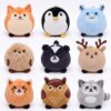 HyDren 9 Pcs Mini Dinosaur Plush Keychains, 3.2 Inch Round Stuffed Animal Toys for Kids, Classroom Prizes, Birthday Gifts, School Rewards for Boys and Girls (Animal Style)